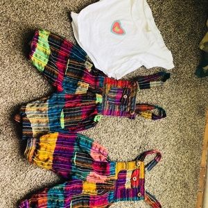 Cloth overalls and T-shirts